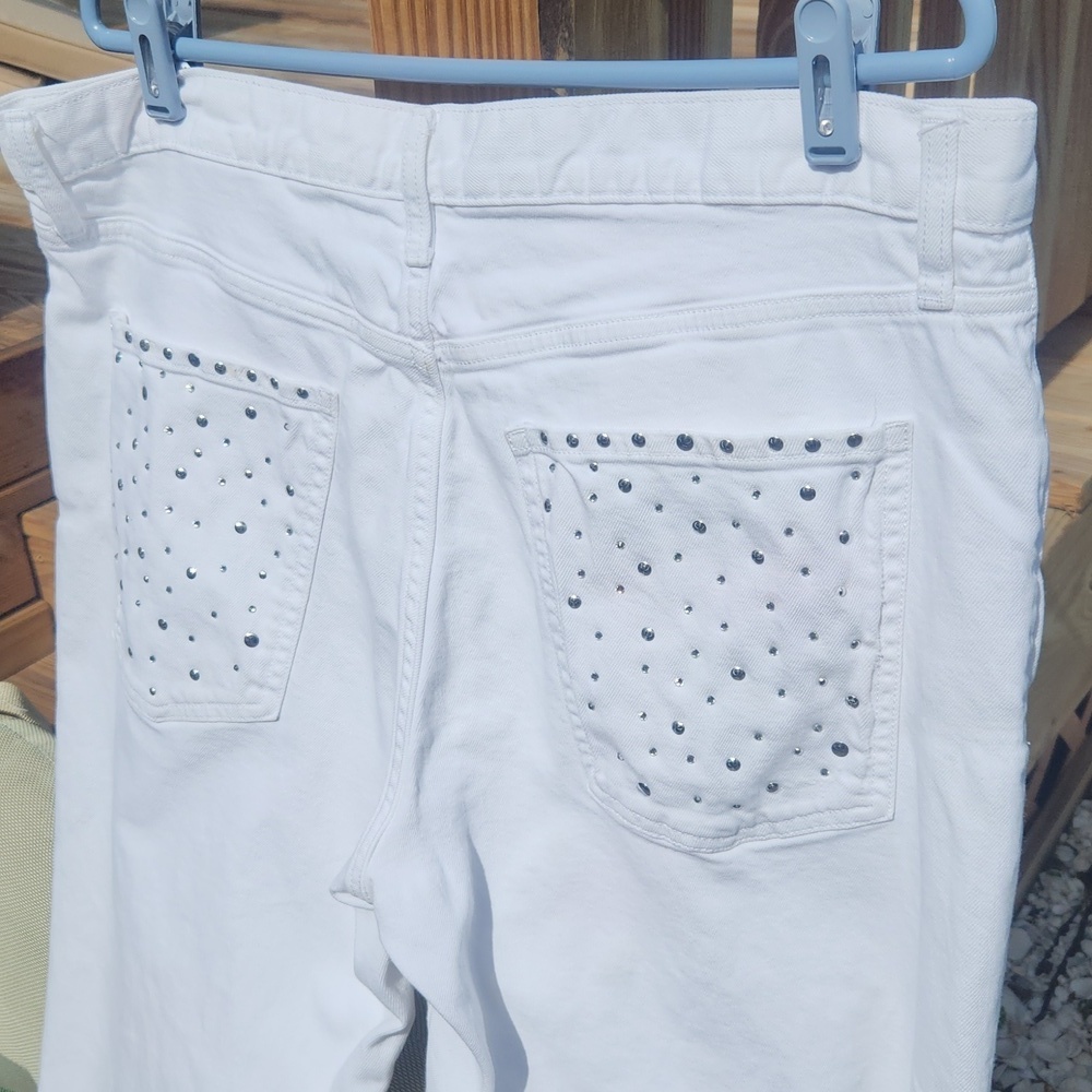 Banana Republic diamond and silver stud Boyfriend ankle destroyed jeans